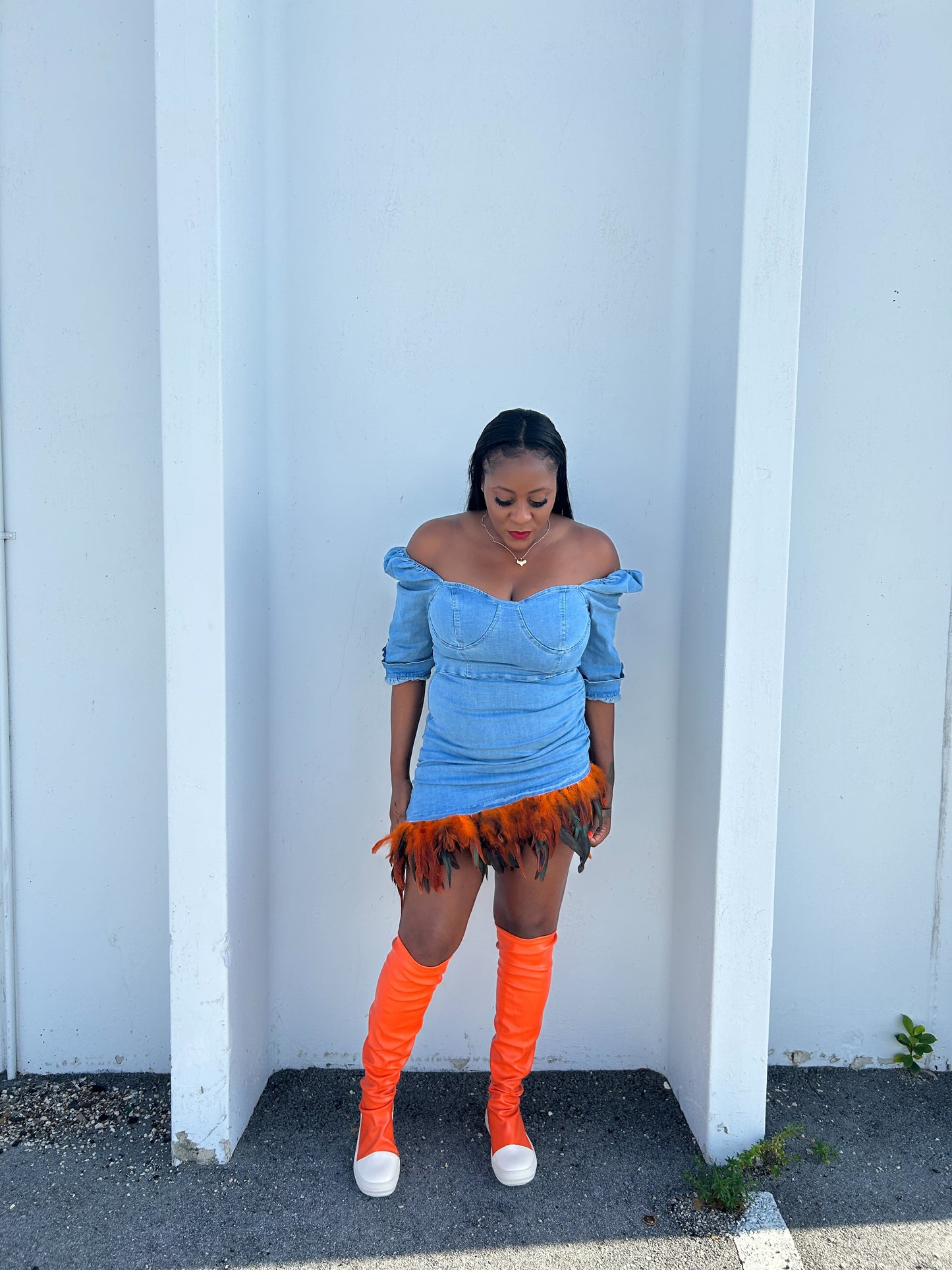 blue denim dress