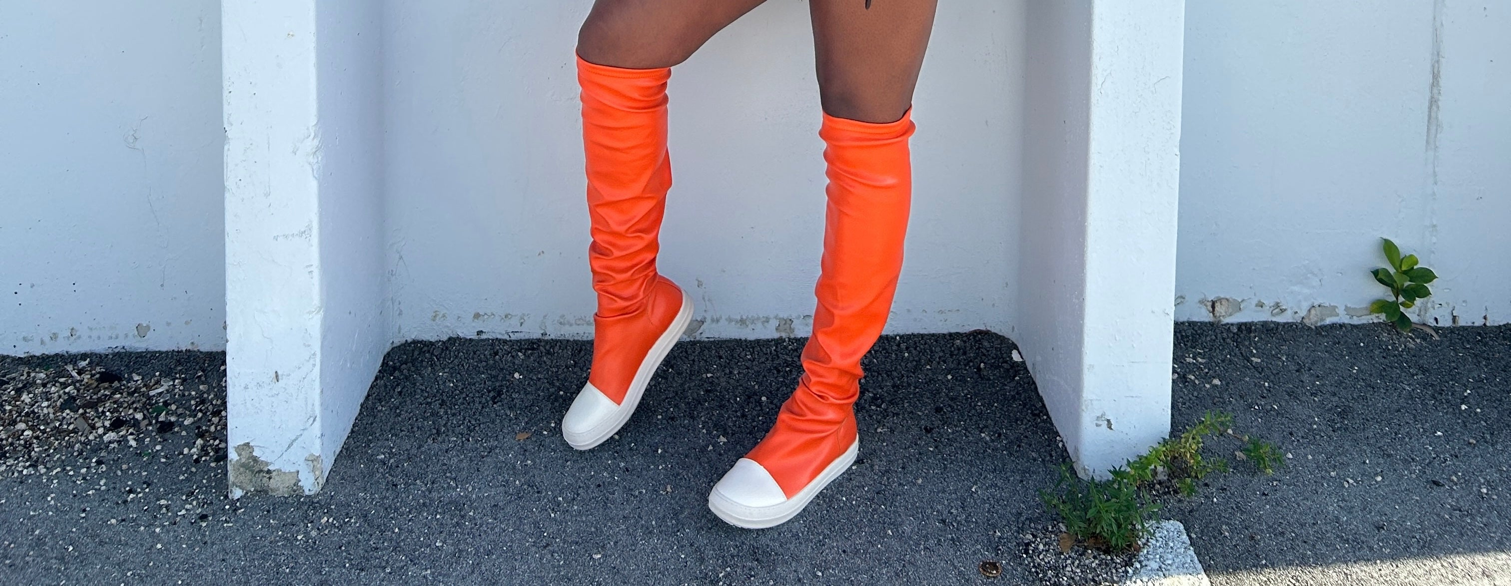 Orange thigh boots hotsell