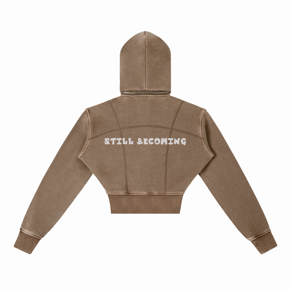 Vintage Washed Cropped Fleece Hoodie
