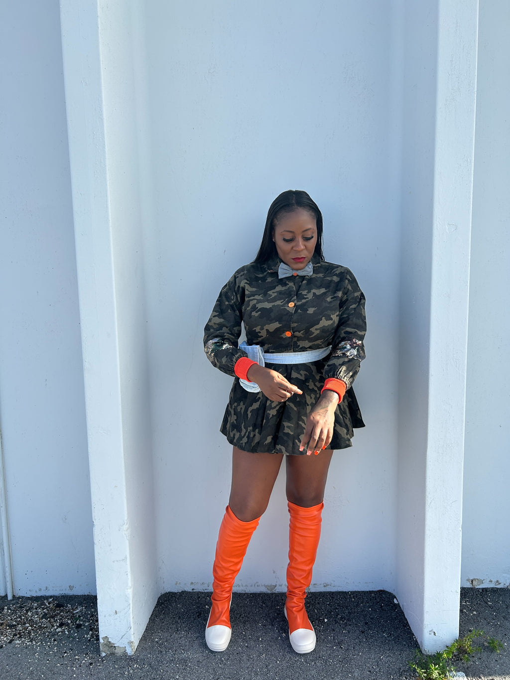 ARMY FATIGUE MINI DRESS 