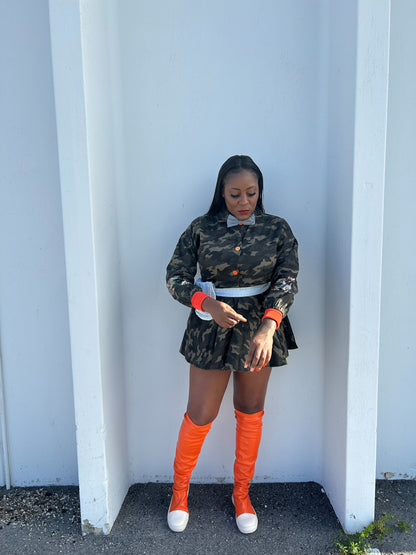 ARMY FATIGUE MINI DRESS 