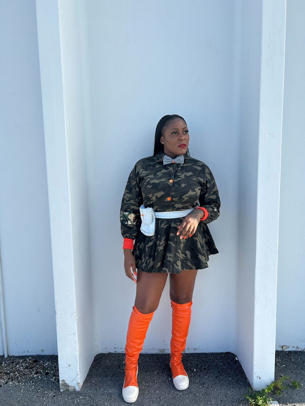 ARMY FATIGUE MINI DRESS 
