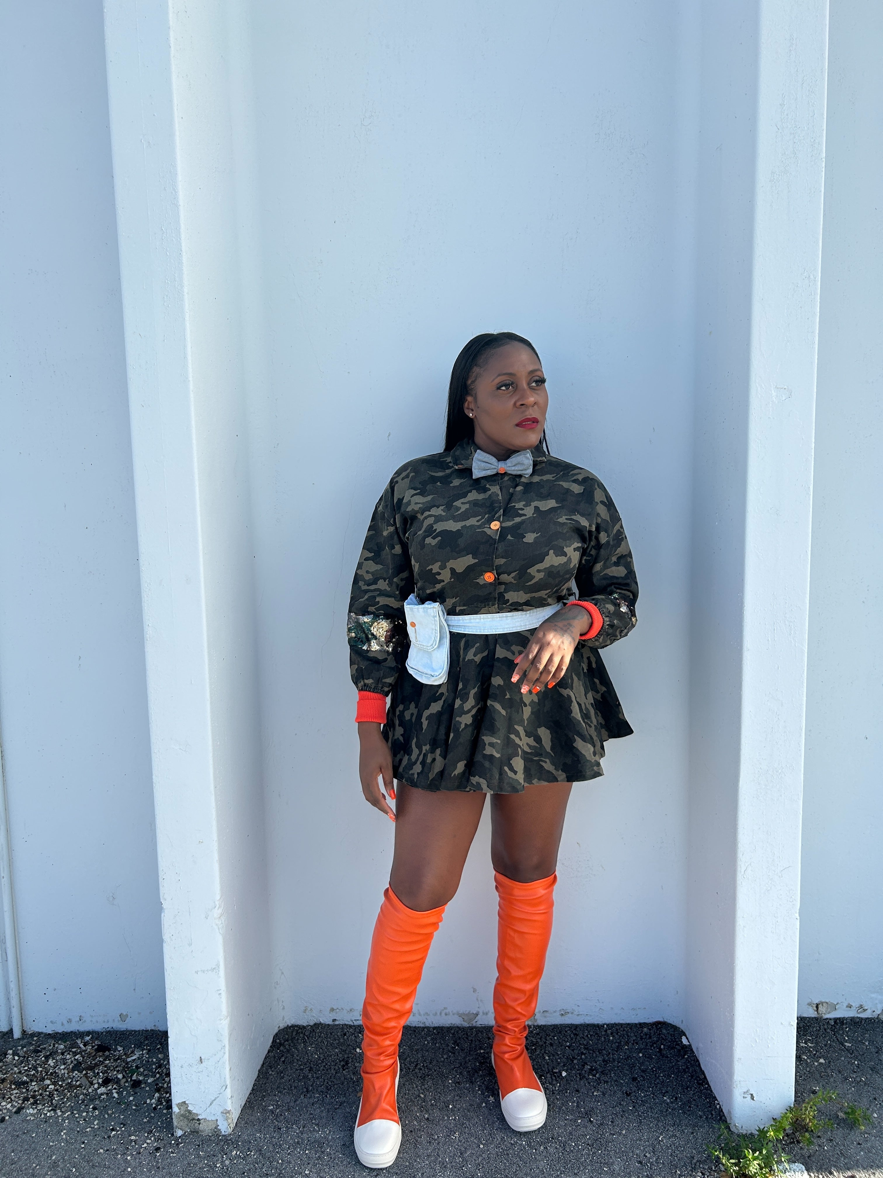 ARMY FATIGUE MINI DRESS 