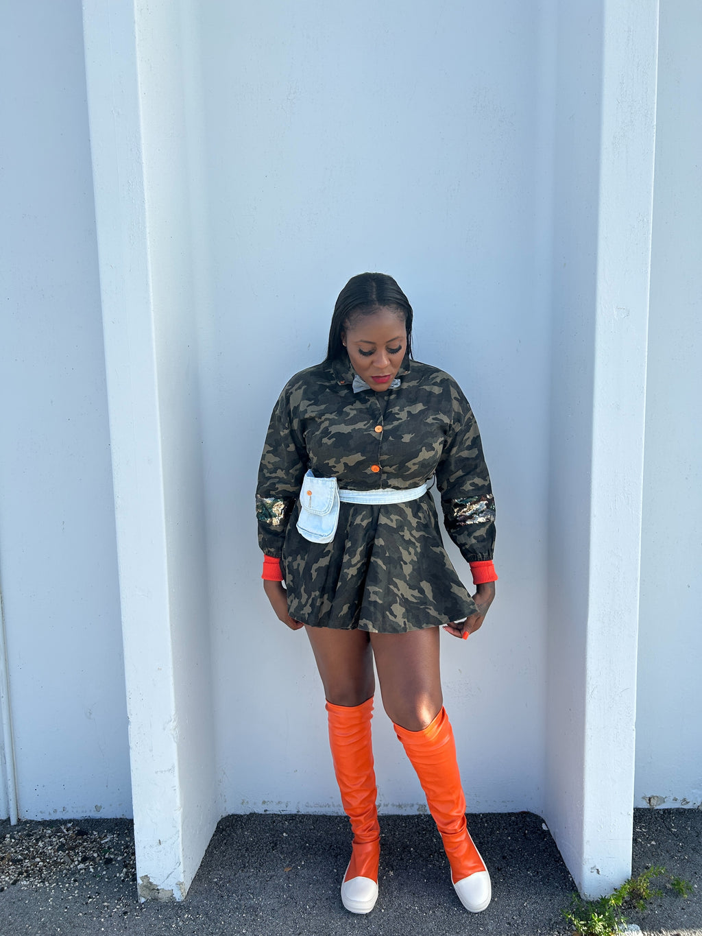 ARMY FATIGUE MINI DRESS 