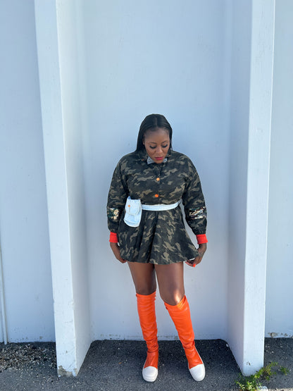 ARMY FATIGUE MINI DRESS 