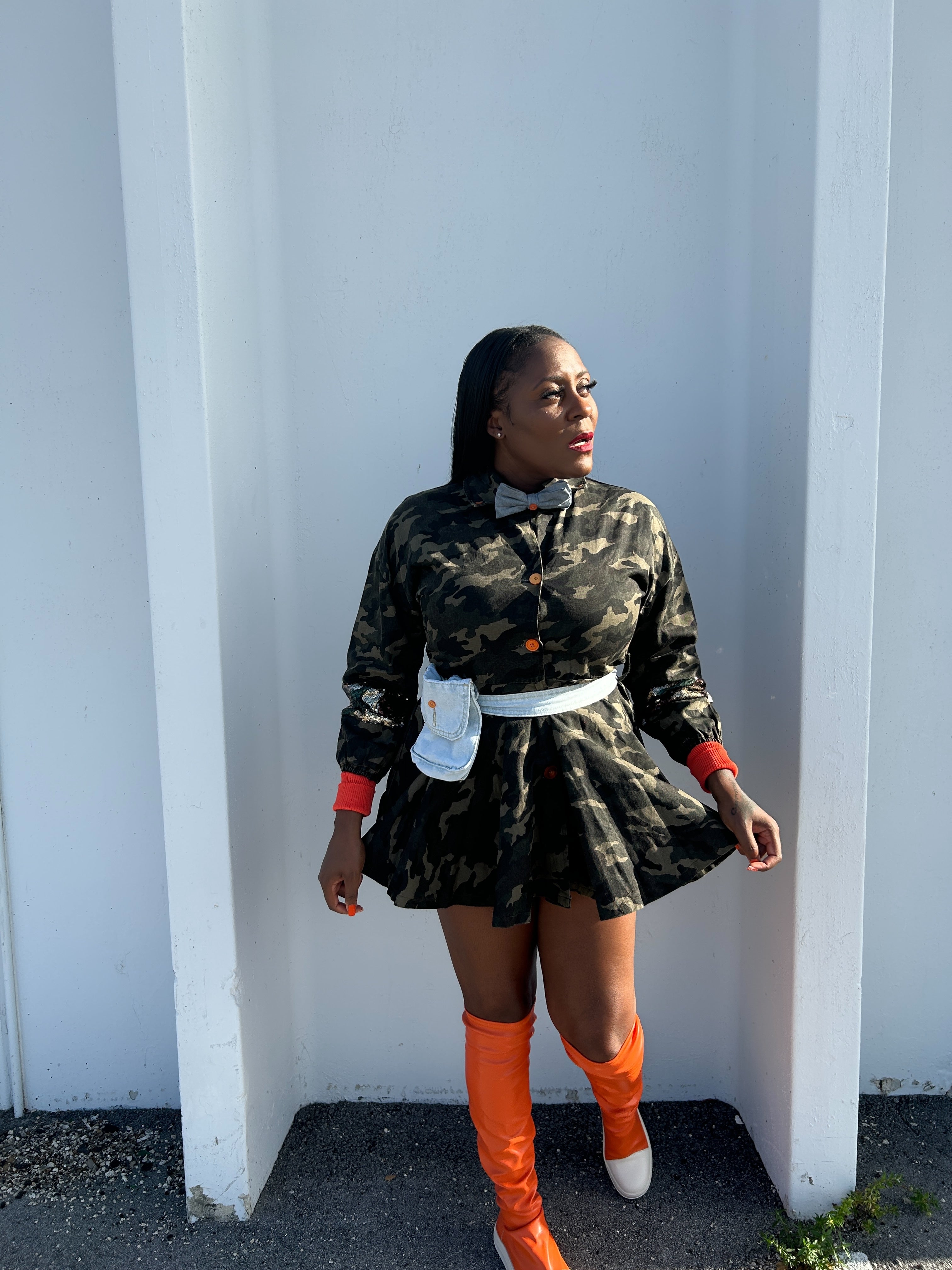 ARMY FATIGUE MINI DRESS 