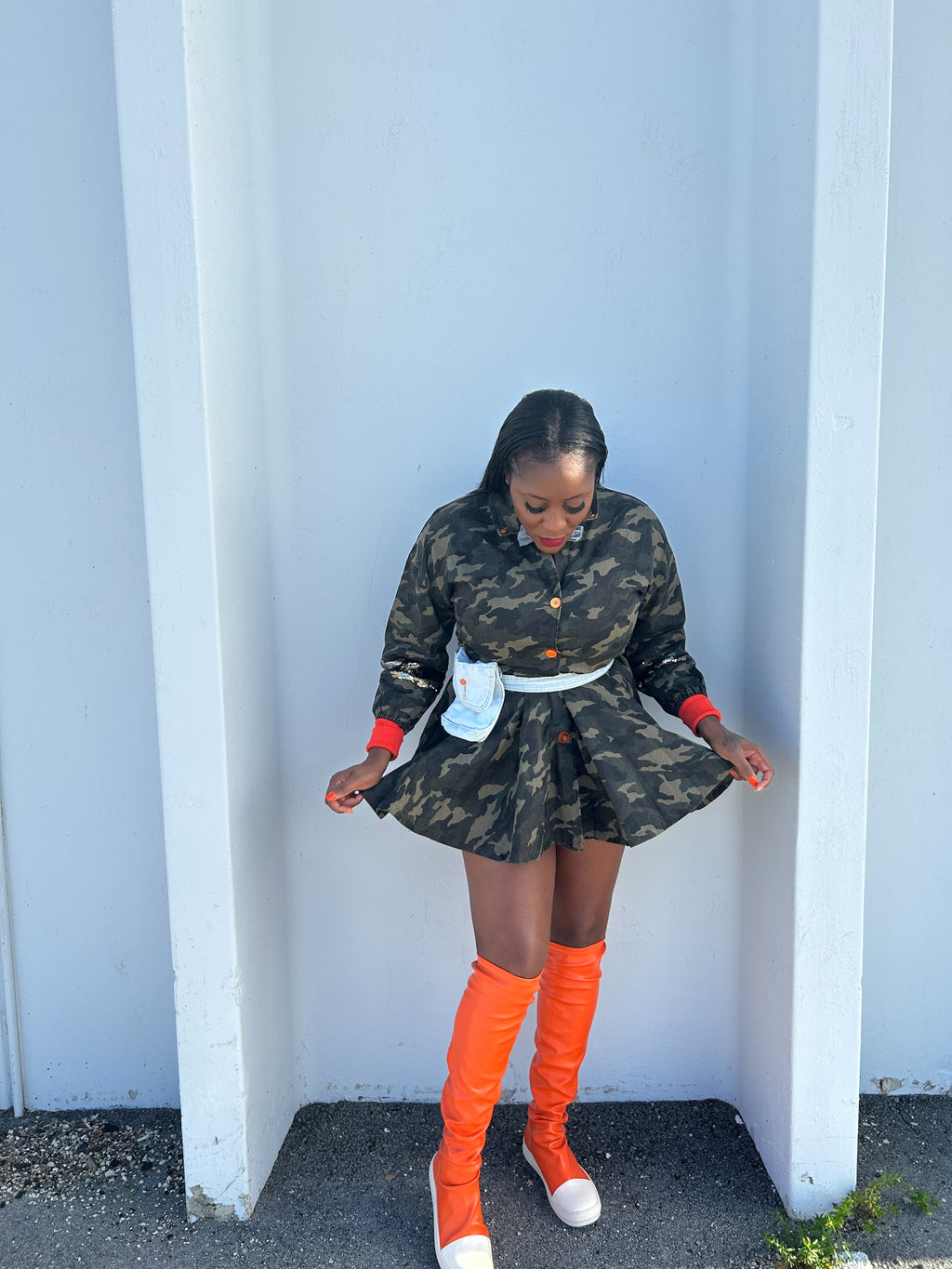 ARMY FATIGUE MINI DRESS 