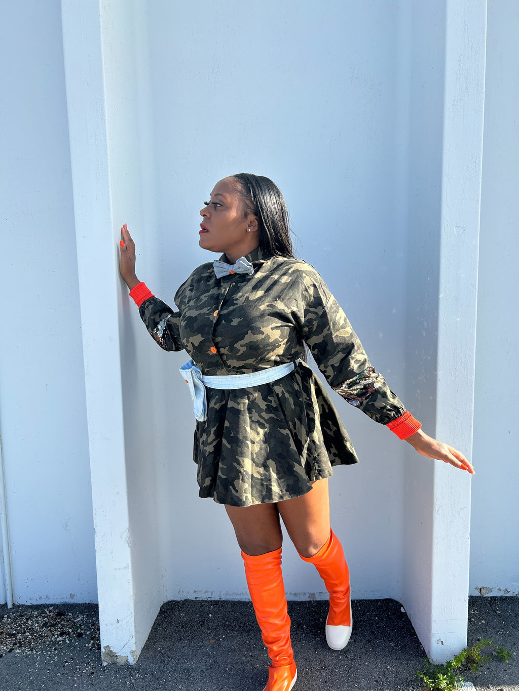 ARMY FATIGUE MINI DRESS 