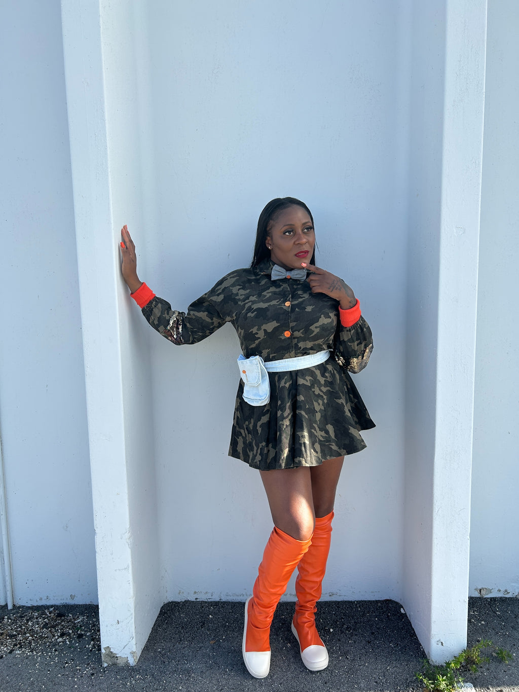 ARMY FATIGUE MINI DRESS 