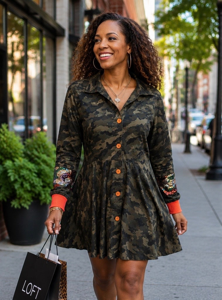ARMY FATIGUE MINI DRESS 