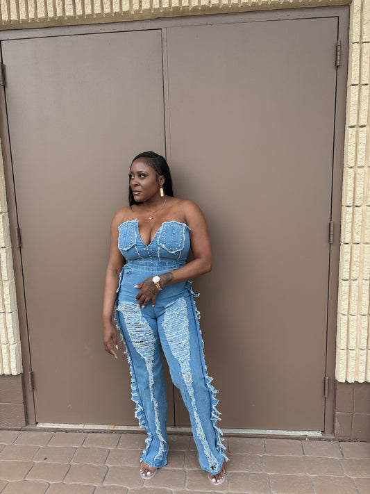 SereniSuite- Denim Jumpsuit