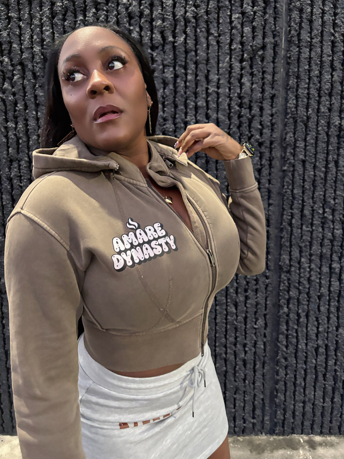 Vintage Washed Cropped Fleece Hoodie