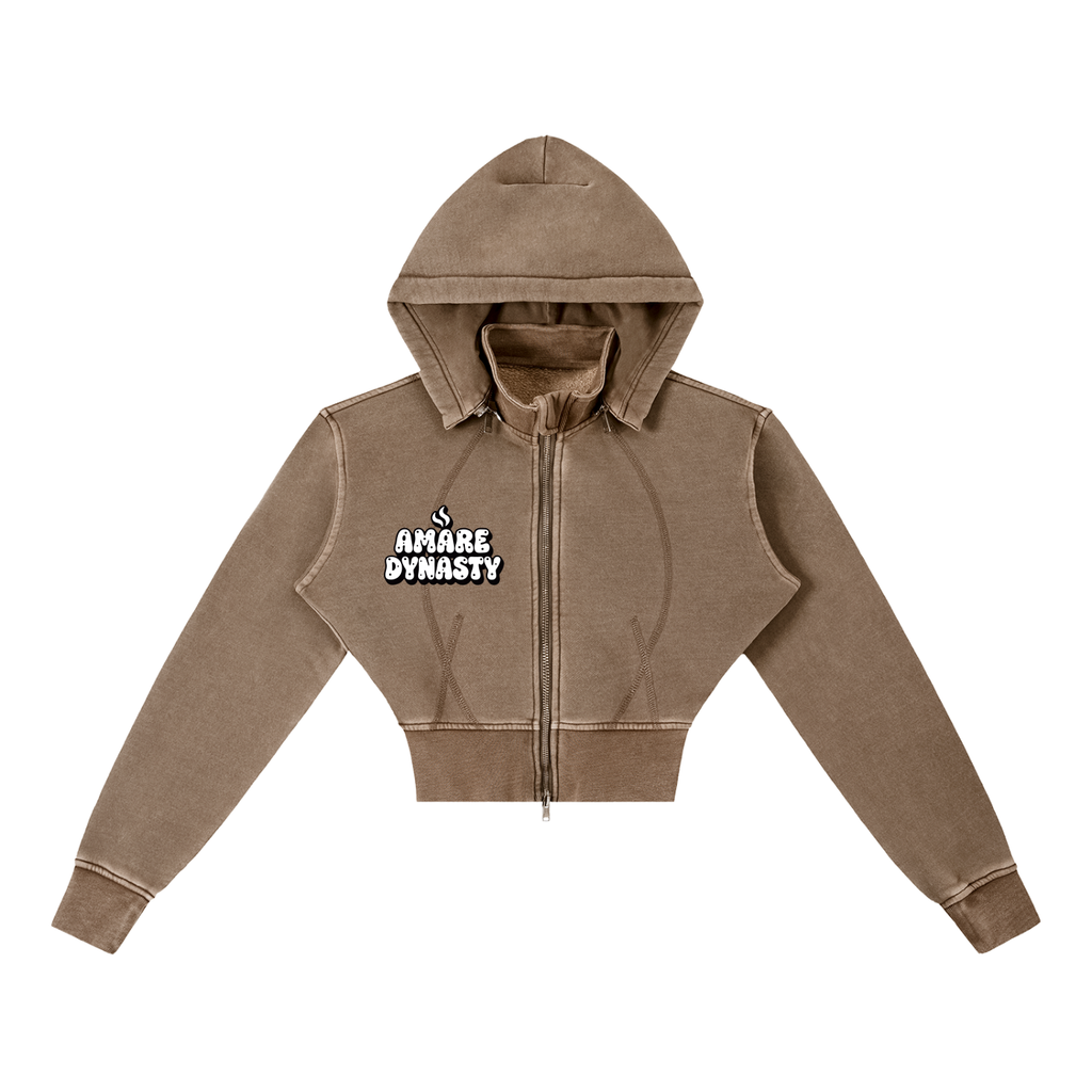 Vintage Washed Cropped Fleece Hoodie