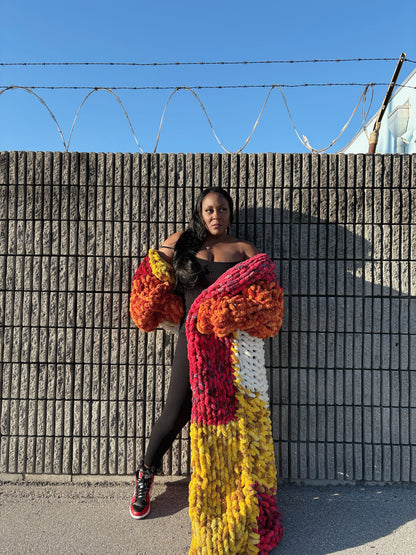 Healing in Color Hand-Knit Multicolor Chunky Cardigan