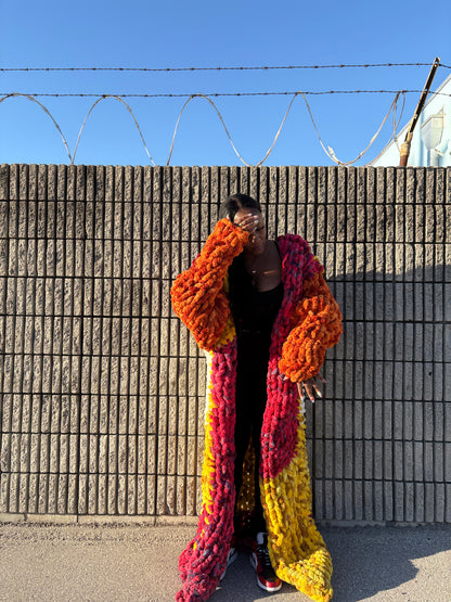 Healing in Color Hand-Knit Multicolor Chunky Cardigan