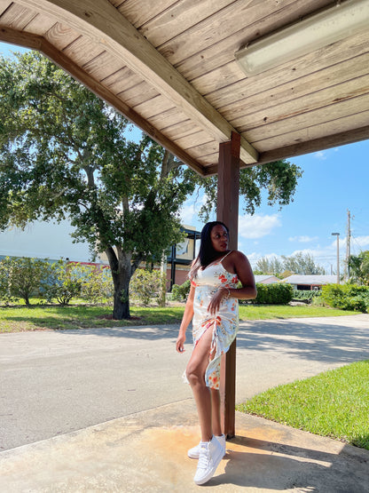 White SILK summer dress for women, ideal for beach vacations.