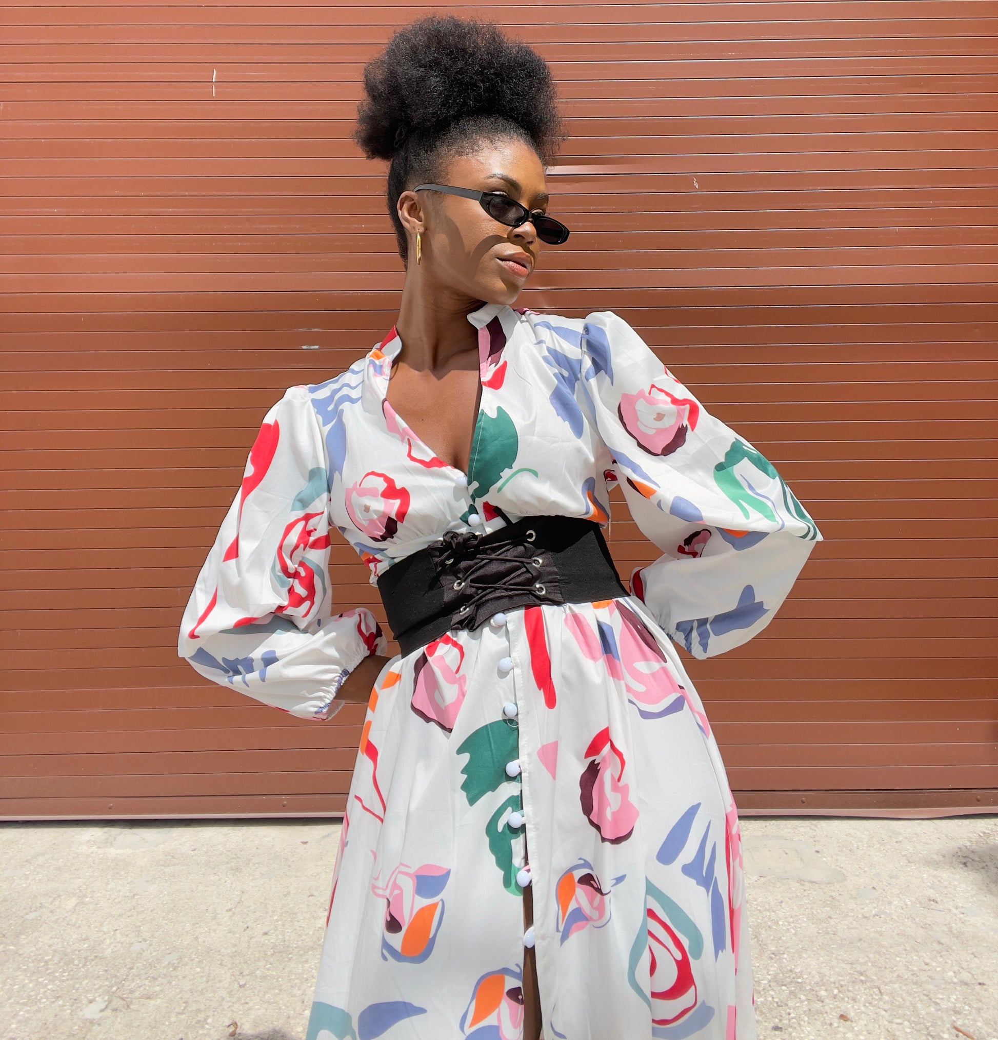 flower bomb maxi dress VICTORIA SILK DRESS FLOWER BOMB, hand made - MOMO NEW YORK
