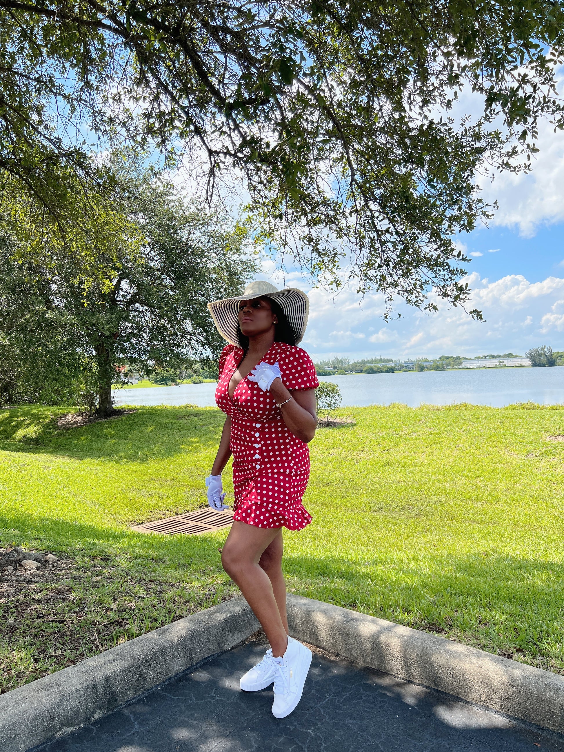 red and white polka dot dress outfit Vintage Red Swing Dress | Elegant Square Collar Midi Dress | Women Polka Dot Party Wear